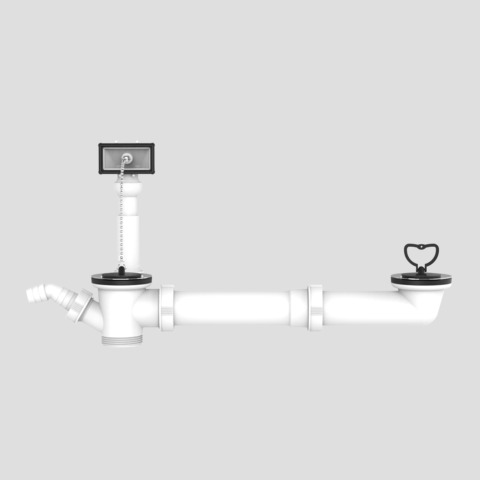 SANIT waste + overflow assembly G1 1/2 ecc. 2 plugs