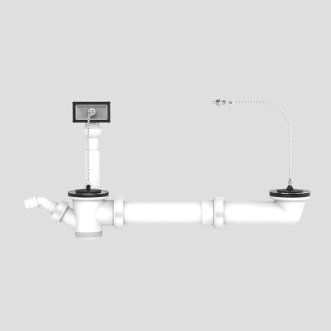 SANIT Ab-u.Überlaufgarnitur G1 1/2 exzentrisch 2 Stopfen